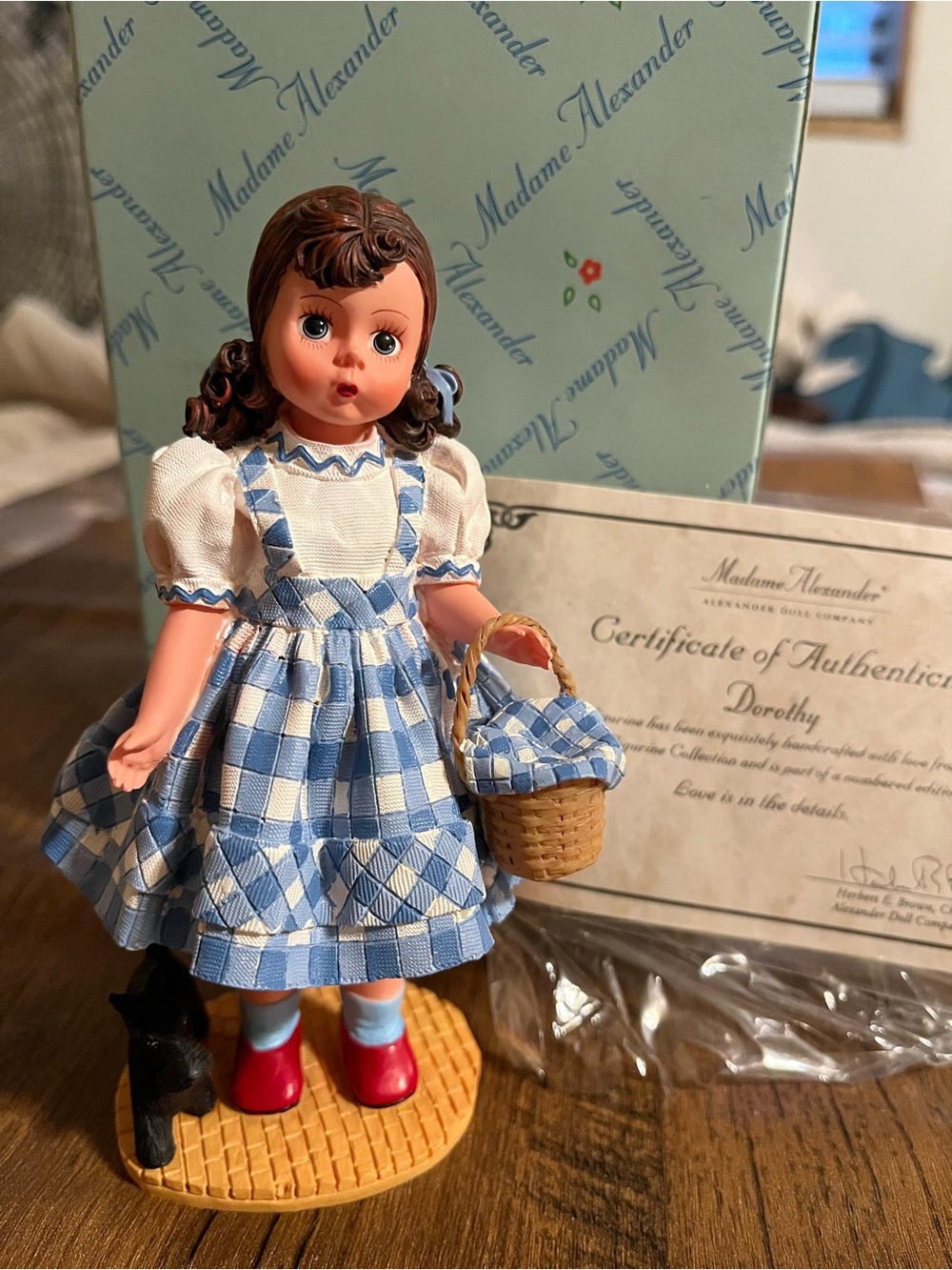 Madame Alexander Dorothy Doll in Blue and White Gingham Dress with Red Shoes